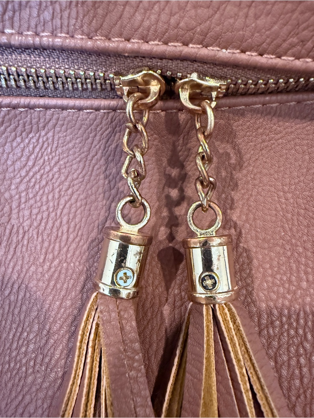 Women’s Brown Crossbody Bag with Tassel Accent - Picture 3 of 4